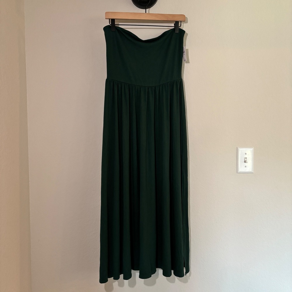 Gap Dress Strapless Midi MP Forest Green Minimalist Boho